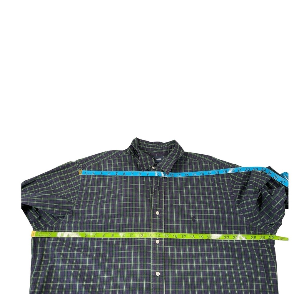 Ralph Lauren 17.5 34/35 Blue/Green Plaid Yarmouth Button Down 100% Cotton Preppy - Picture 5 of 8